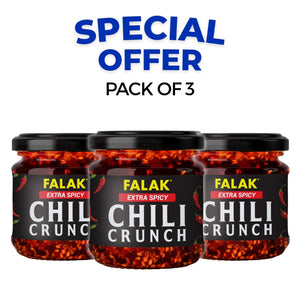 Falak Chili Crunch Extra Spicy 3-Pack - hot crispy chili oil set, halal