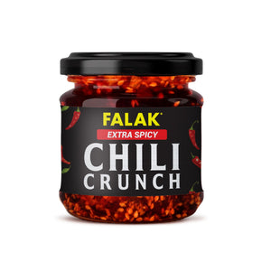 Falak Chili Crunch Extra Spicy 150g jar – crispy hot chili oil with garlic