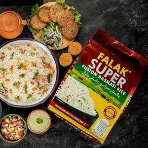 Falak Super Basmati Rice - premium long-grain Pakistani basmati, halal